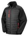Heren Softshell Jas Result Recycled Compass Padded Zwart-Rood